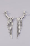 Shiny Silver Rhinestone Long Fringe Drop Earrings