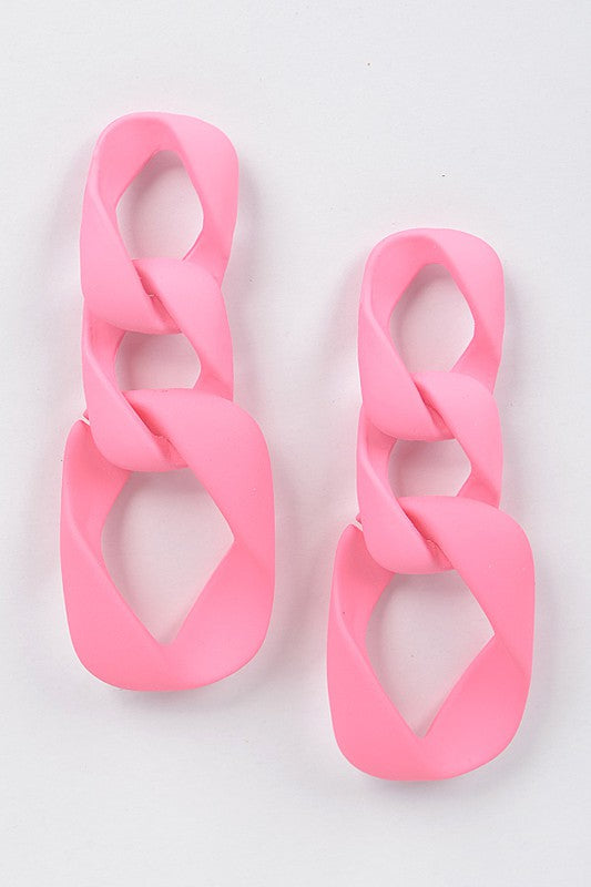 Girly Girl Pink Chain Link Earrings
