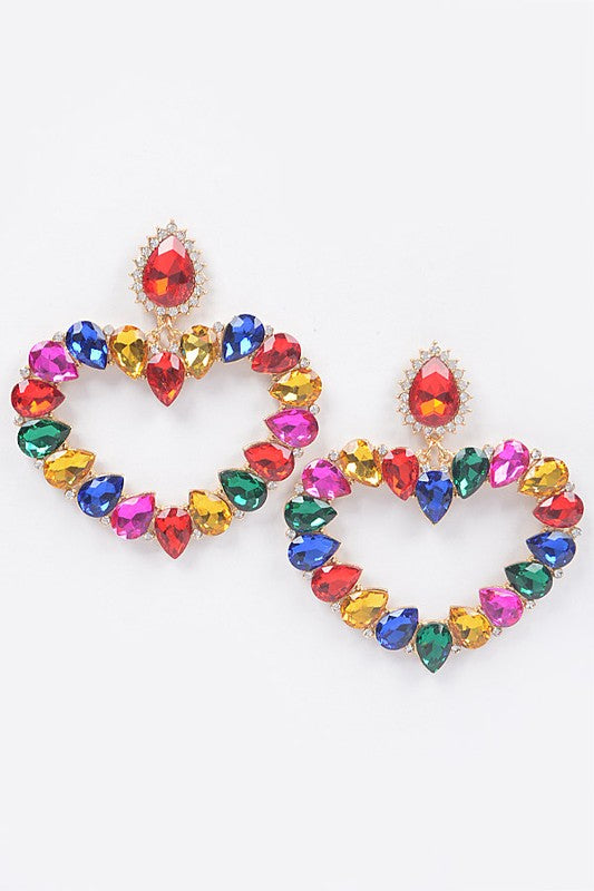 Desire Heart Pink Multi Color Earrings