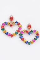 Desire Heart Pink Multi Color Earrings