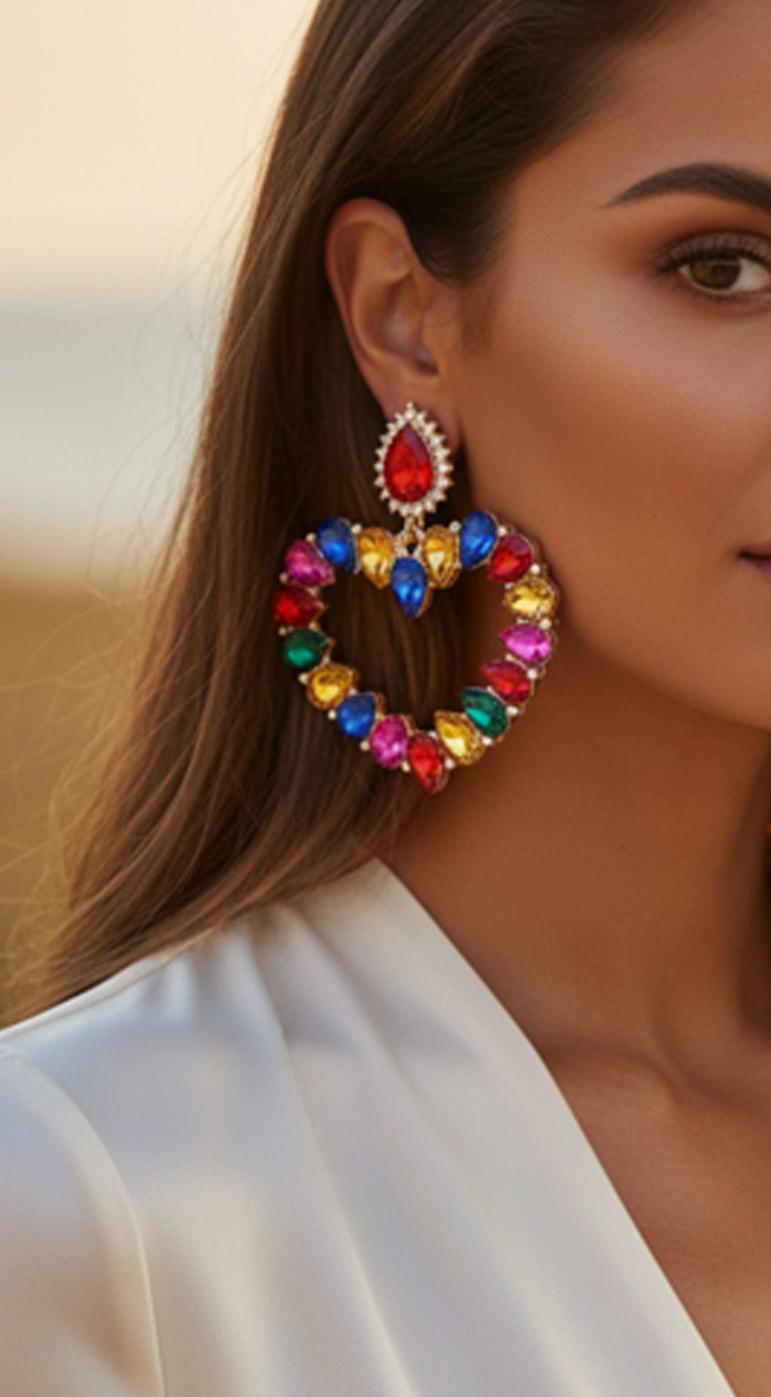 Desire Heart Pink Multi Color Earrings