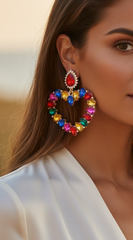 Desire Heart Pink Multi Color Earrings