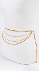 Multi Chain Layered Belt - Gold