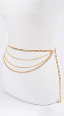 Multi Chain Layered Belt - Gold