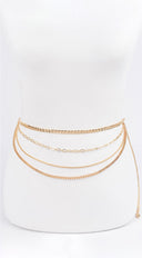 Multi Chain Layered Belt - Gold
