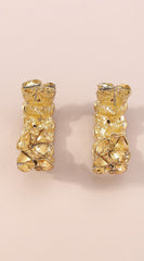 Rainbow Rhinestone C-shaped Hoop Earrings - Gold
