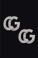 CG Silver Rhinestone Earrings close-up detail shot