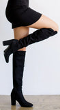 Isabel Black Suede Block Heel Knee high boots