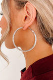 The Real Deal Silver Double Hoop Rhinestone Earrings