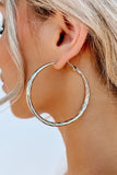 My Way Only Silver Textured Hoop Earrings