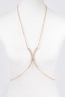 Dazzle Embrace Rhinestone Bra Chain - Gold