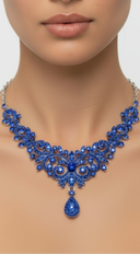 Bright Shine Blue Sapphire Rhinestone Embellished Teardrop Necklace & Earrings Set