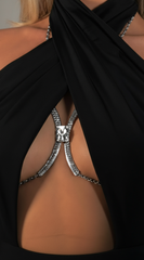 Dazzle Embrace Rhinestone Bra Chain - Silver