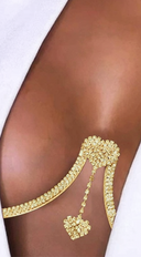 Sensual Glimmer Dangle Heart Bra Chain - Gold