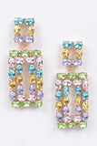 Fascinating Blue Multi Color Bejeweled Rectangle Earrings