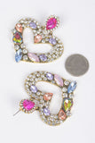 All Love Bejeweled Pink Multi Color Heart Earrings