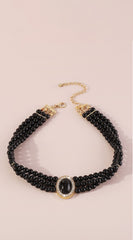 Kaya Vintage Pearl Choker Necklace - Black