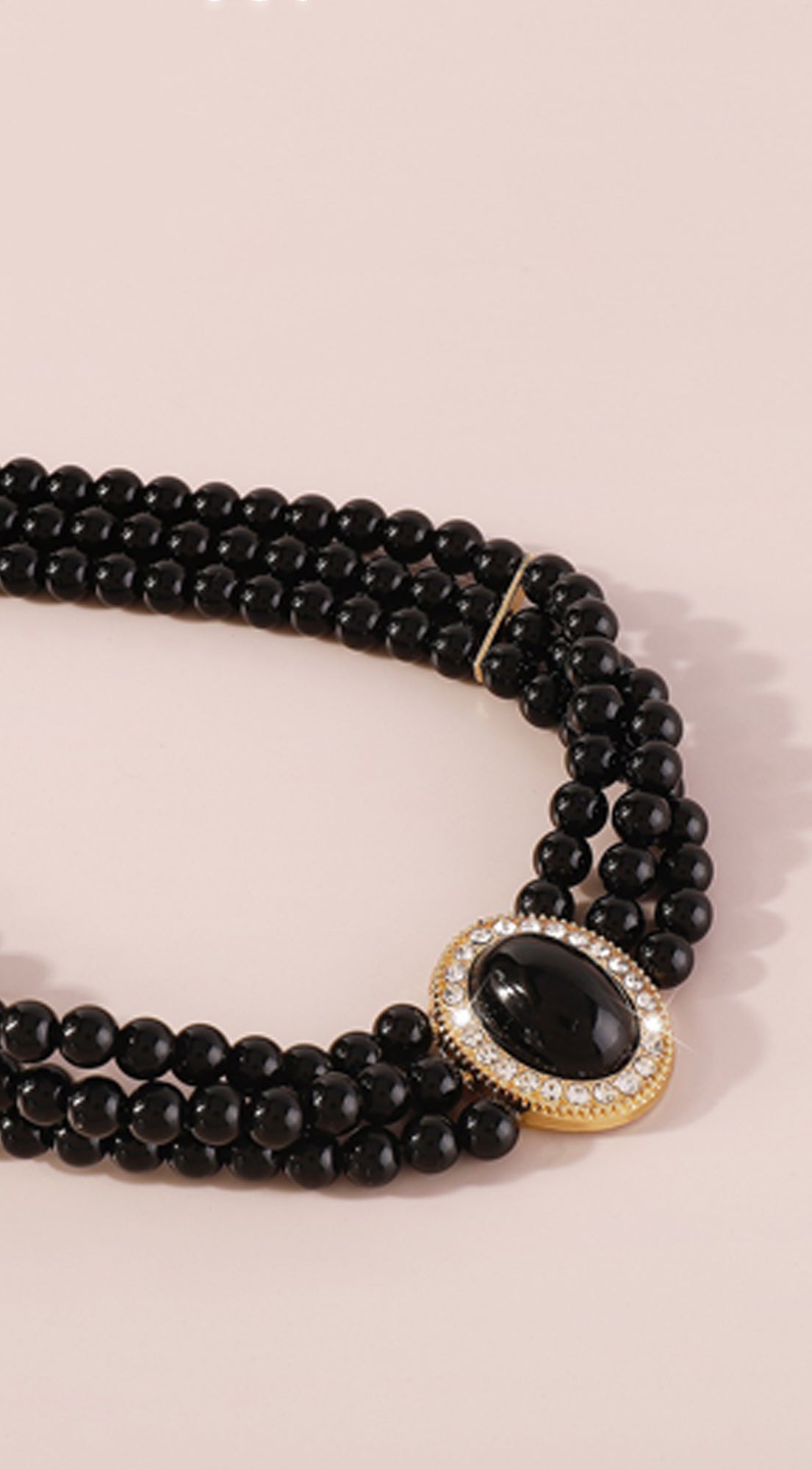 Kaya Vintage Pearl Choker Necklace - Black