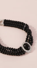 Kaya Vintage Pearl Choker Necklace - Black