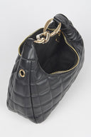 Lux Quilted Faux Leather Hobo Bag - Black