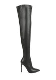 Stella Black Faux Leather Thigh High Boots