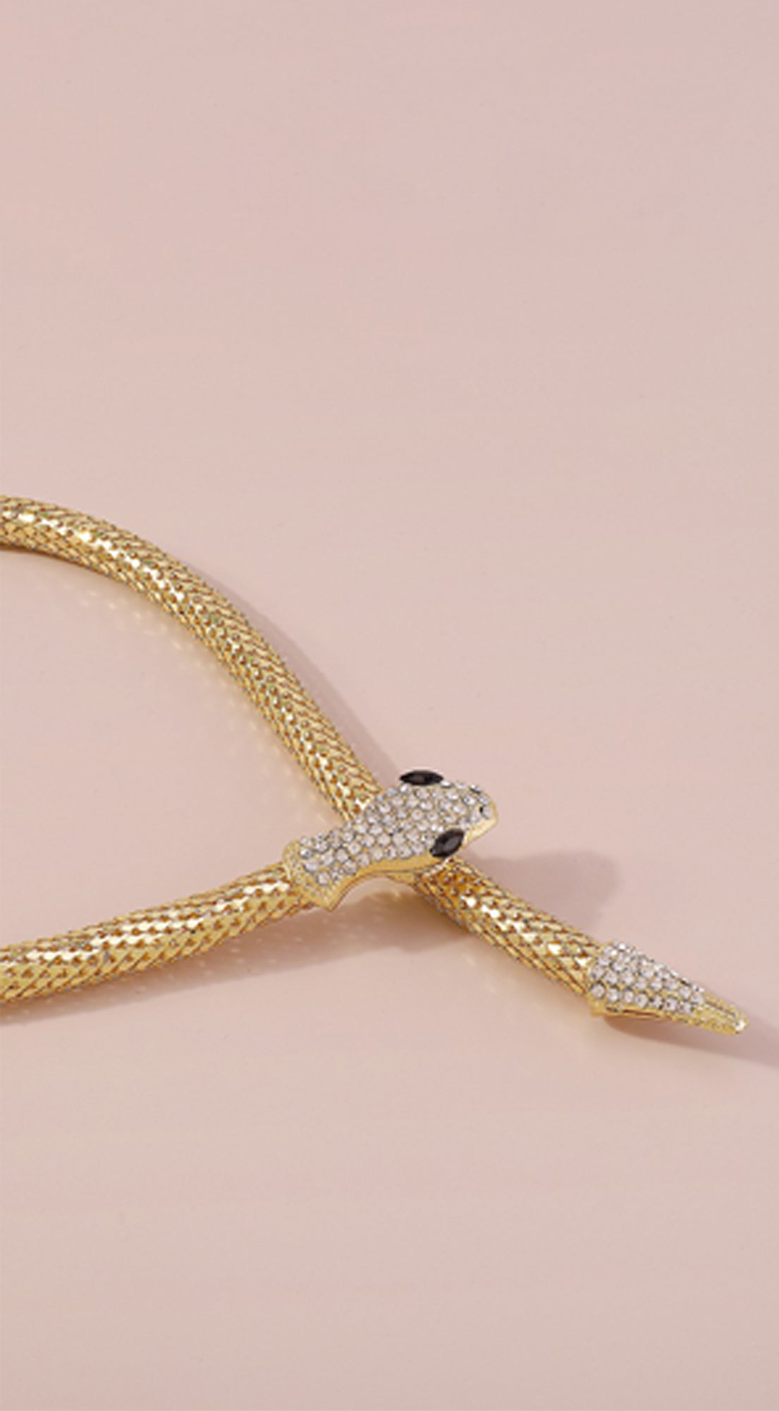 Snake Rhinestone Choker Necklace - Gold