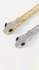 Snake Rhinestone Choker Necklace - Silver