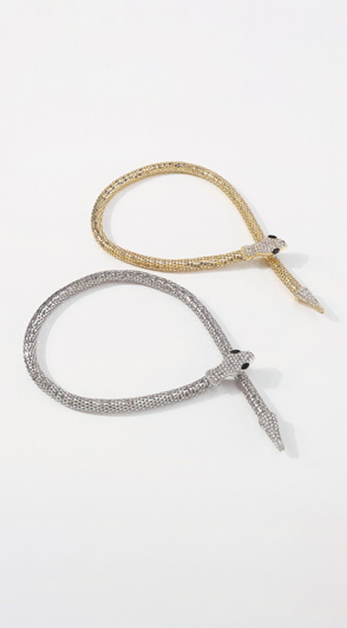Snake Rhinestone Choker Necklace - Gold