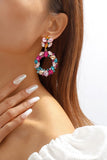 Round Multi Color Rhinestone Drop Earrings