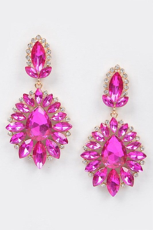 Ada Pink Fuchsia Rhinestone Earrings