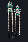 Oh You Fancy Green Rhinestone Fringe Earrings