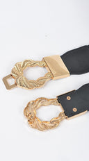 Twist Link Cuff Elastic Belt - Black