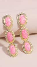 Lia Tiered Enamel Drop Earrings - Pink