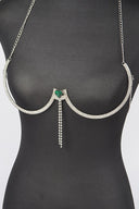 Temptation Rhinestone Bra Chain - Silver