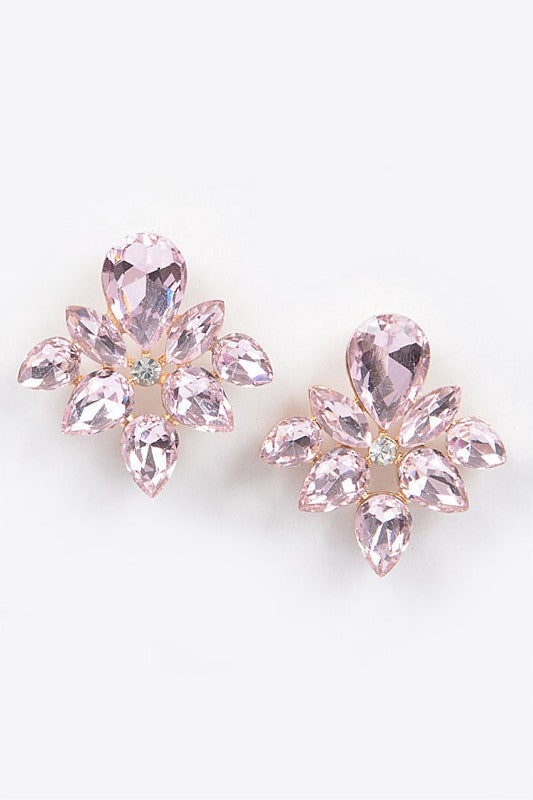 Ready For Love Rhinestone Earrings - Pink