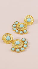 Cia Vintage Turquoise Drop Dangle Earrings - Gold