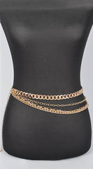 Layered Chain Drop Belt - Gold