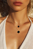 Double Clover Black Gold Layered Necklace