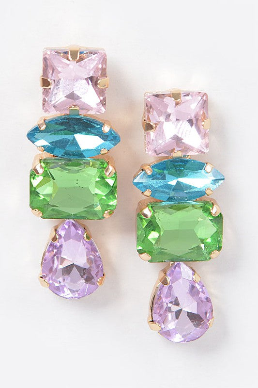 Bejeweled Pink Green Earrings