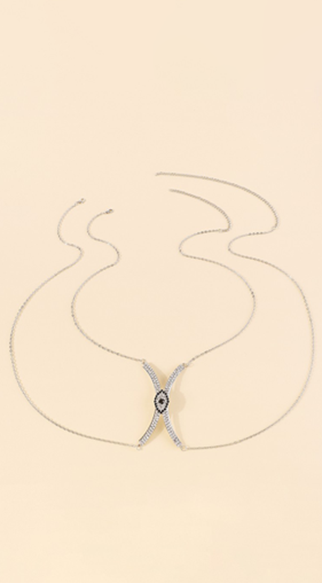 Rhinestone Eye Body Waist Chain - Silver