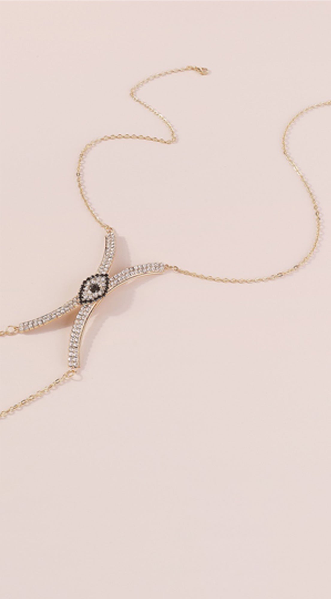 Rhinestone Eye Body Waist Chain - Gold