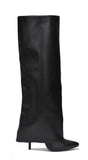 Vavina Black Knee High Fold Over High Heel boots