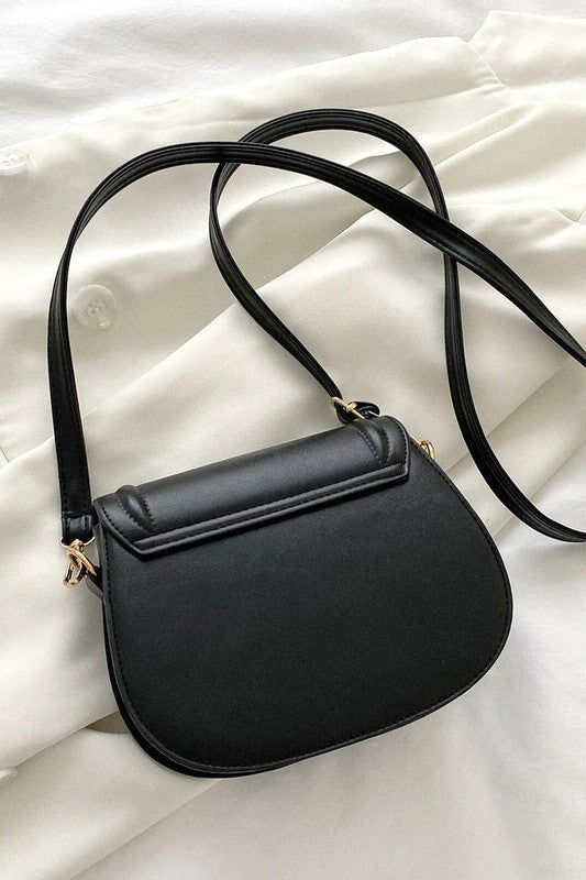 Black Faux Leather Crossbody Bag