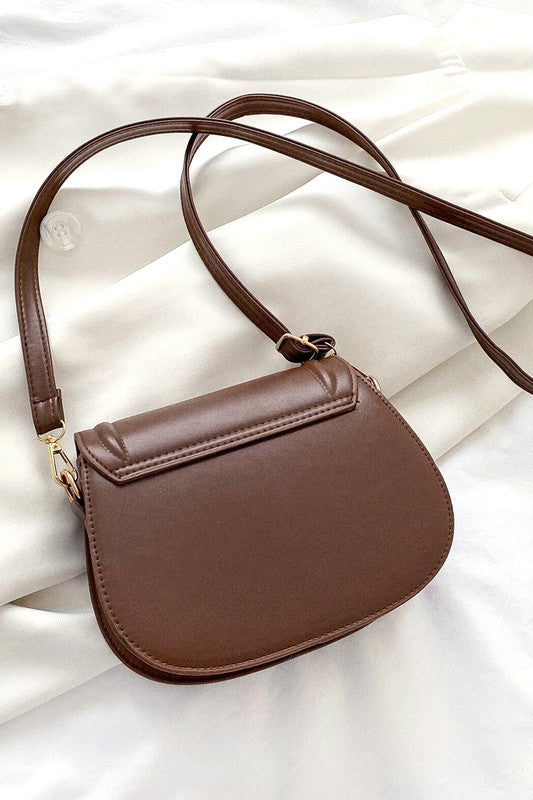Brown Faux Leather Crossbody Bag
