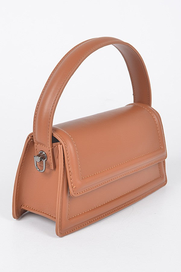 Brown Camel Vegan Leather Crossbody Handbag