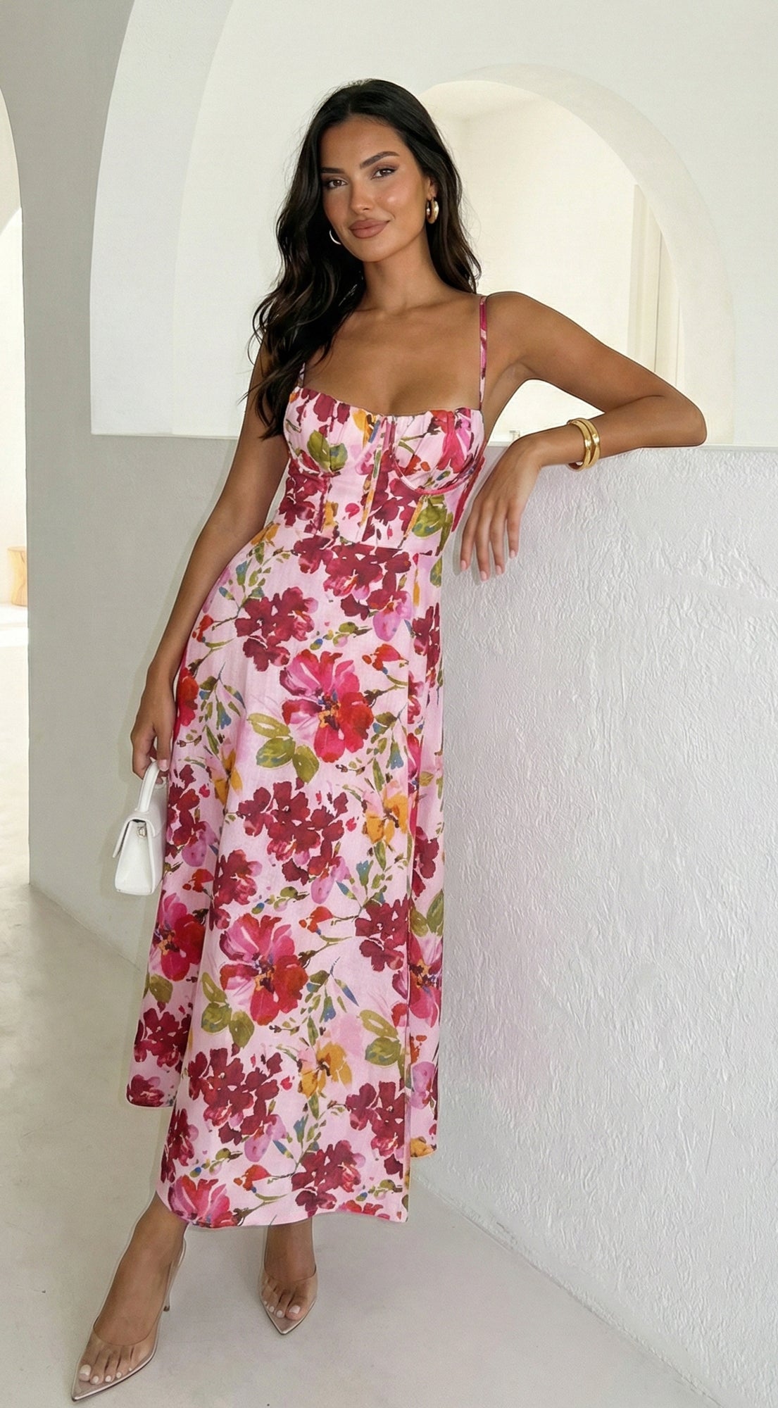 Floréa Bodice Floral Maxi Dress - Pink