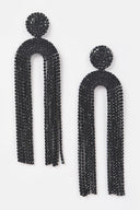 High Stakes Rhinestone Drop Earrings - Black