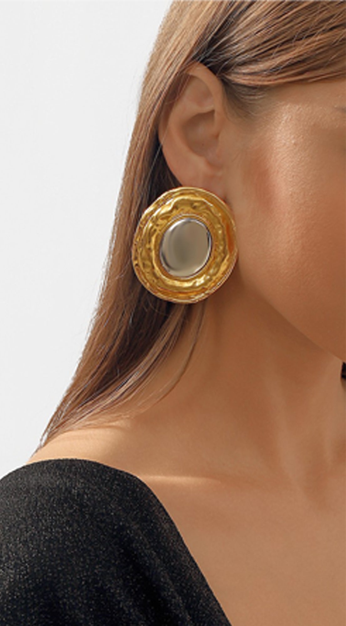 Sunburst Mirror Stud Earrings - Gold