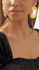 Sunburst Mirror Stud Earrings - Gold