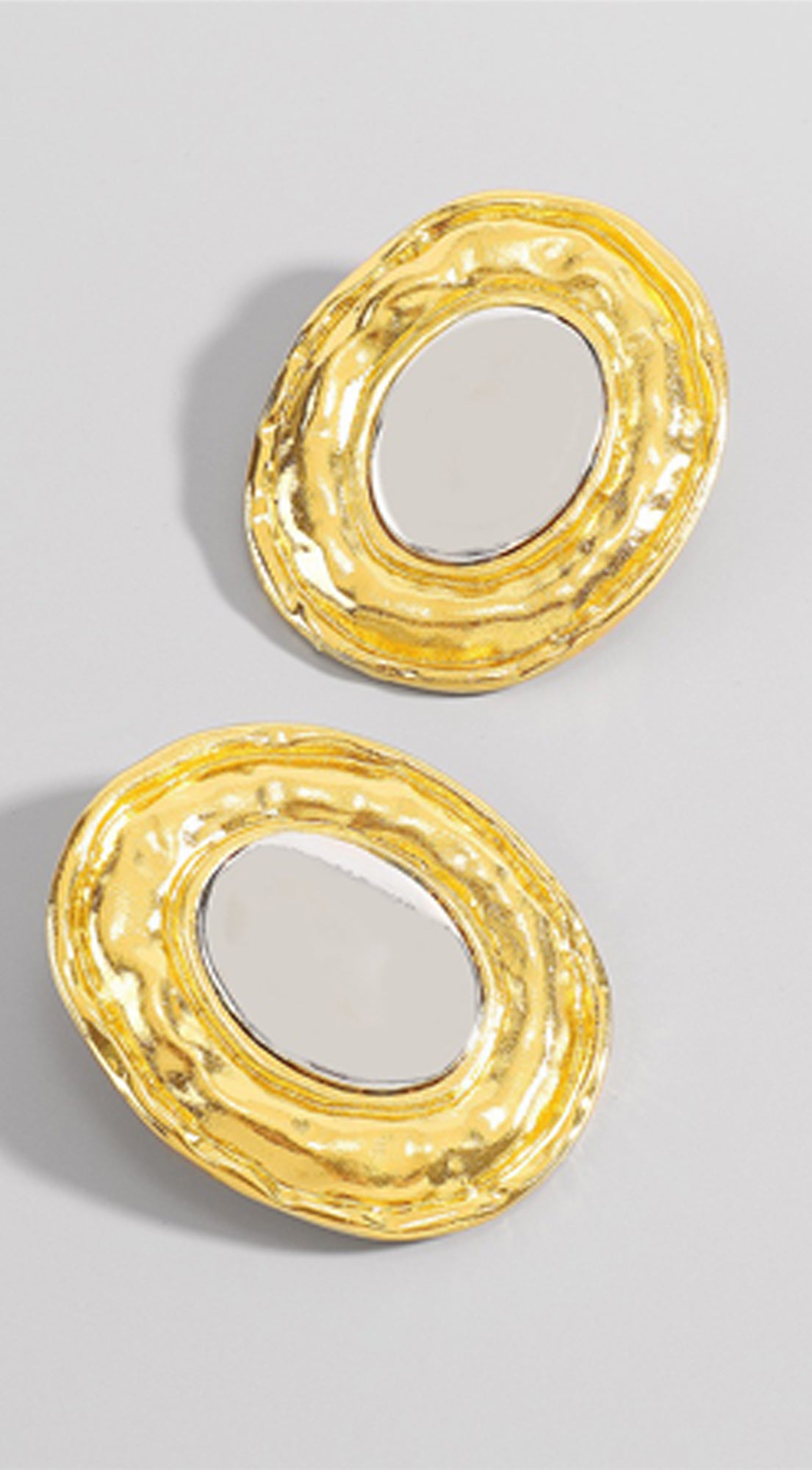 Sunburst Mirror Stud Earrings - Gold